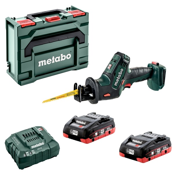 Metabo SSE18LTX Compact 18V Reciprozaag, met 2 LiHD Accu&apos;s 4,0Ah, Lader in koffer - 602266800