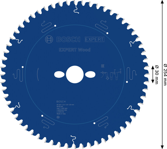 Bosch 2608642530 Expert Cirkelzaagblad - 254 X 30 X 60T - Hout - Carbide - Detailed view of the product