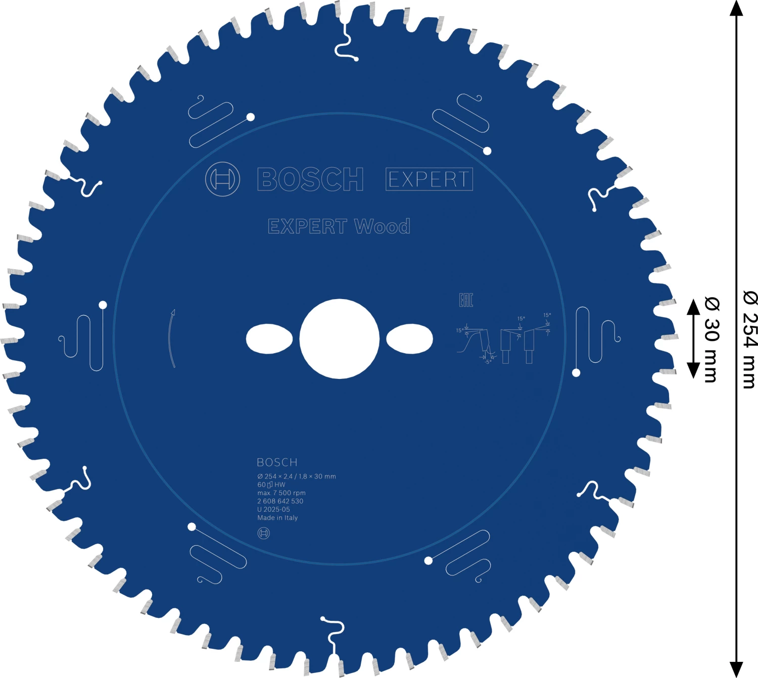 Bosch 2608642530 Expert Cirkelzaagblad - 254 X 30 X 60T - Hout - Carbide thumbnail 4