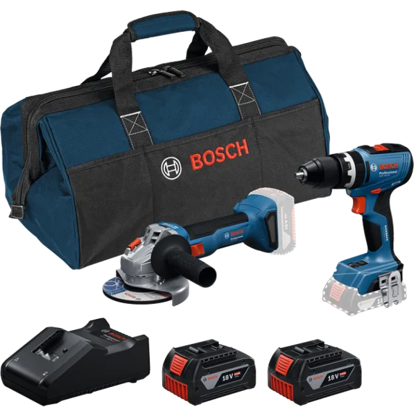 Bosch 18V Accu Klopboormachine (GSB 18V-65)&Accu Haakse Slijper (GWS 18V-8) Combiset (2x 4.0Ah + Lader) - Default image for the product
