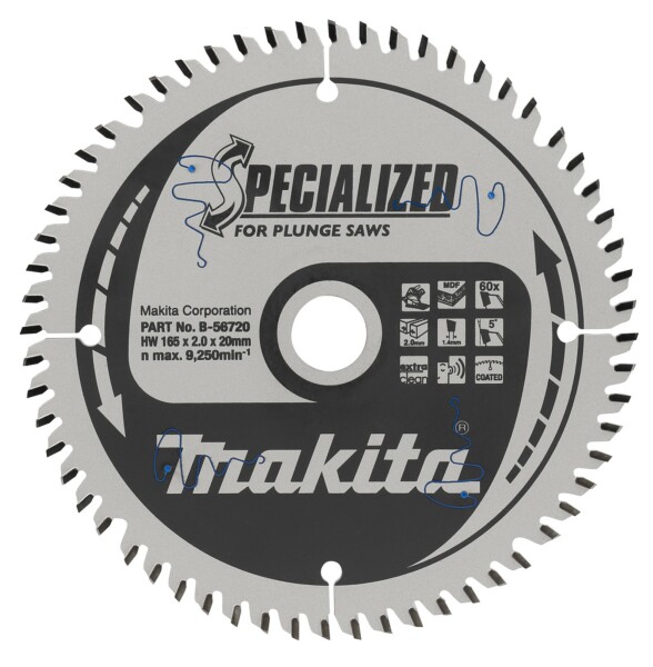 Makita B-56720 Gemelamineerd Invalcirkelzaagblad - 165 X 20 X 60T - Hout
