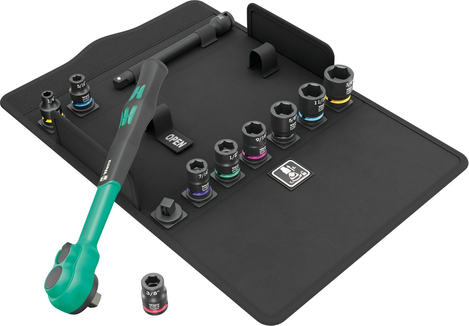 Wera 05005531001 8100 11-delig SB 13 Zyklop Comfort Ratelset, Omschakelpal, 3/8"Aandrijving, In Inch