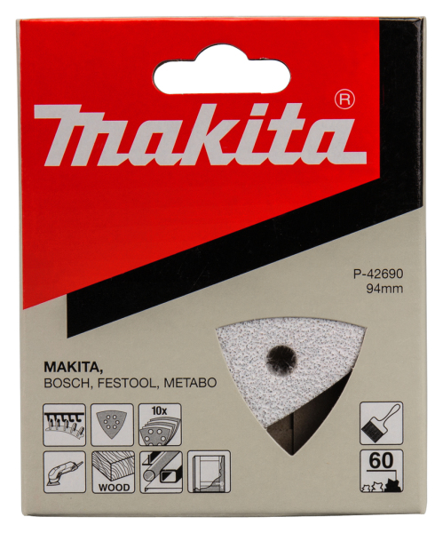 Makita P-42690 Deltaschuurvel White - K60 - 94x94x94mm (10st) - Detailed view of the product