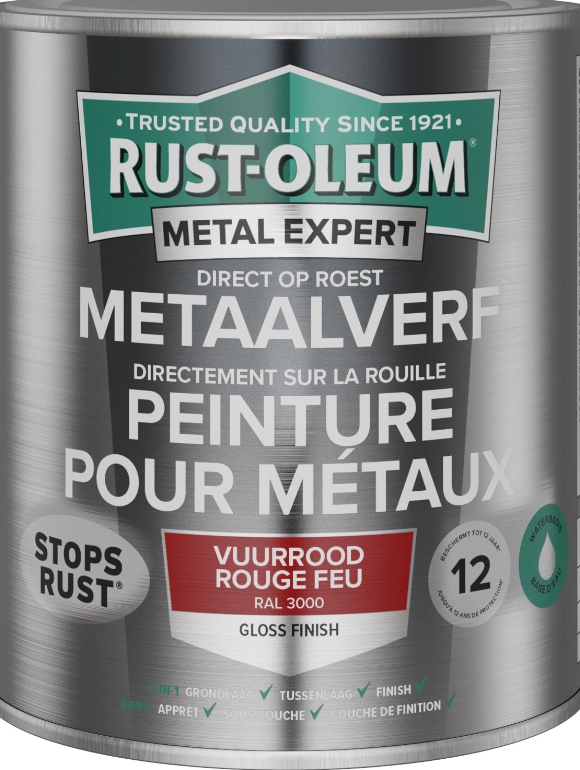 Rust-Oleum MetalExpert Watergedragen - RAL 3000 Vuurrood - 0,75L