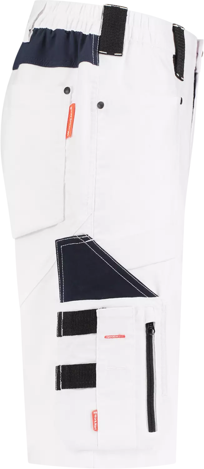 Workman 9003 STRETCH Bermuda Werkbroek - Wit / Navy - Maat 54 (38/34) thumbnail 4