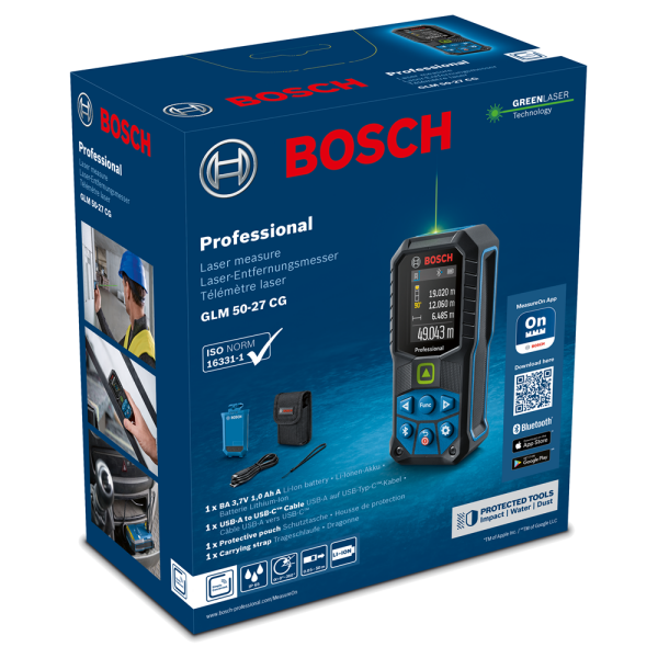 Bosch GLM 50-27 CG Professional Laserafstandsmeter Inclusief Oplaadbare Accu - 50m - Groen - Detailed view of the product