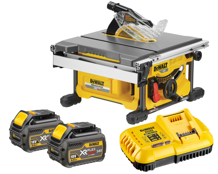 DeWALT DCS7485T2 18V / 54V XR FlexVolt Li-Ion Accu Tafelzaag Set (2x 6.0Ah Accu) - 210 X 30mm - Koolborstelloos EAN: 5035048645789