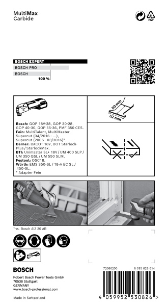 Bosch 2608900030 EXPERT StarlockPlus CoatedCarbide Invalzaagblad PAII 52 APIT Carbide, Multimaterial, Curved-Tec 52 X 50mm 1 - Detailed view of the product