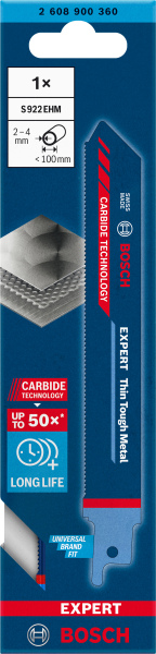 Bosch 2608900360 EXPERT Reciprozaagblad S922EHM Thin Tough Metal - Detailed view of the product