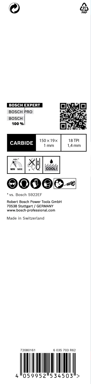 Bosch 2608900360 EXPERT Reciprozaagblad S922EHM Thin Tough Metal thumbnail 3