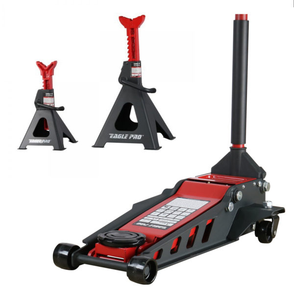 Eagle Pro E-1525C Professionele Garagekrik Extra Laag 2.5T + E-1903 Assteunen 2 Stuks 3T