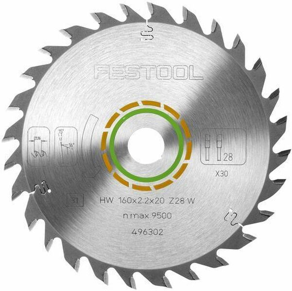 Festool 768129 / 160x2.2x20 W18 - Standaard Zaagblad - 160 X 20 X 18T - Hout 768129