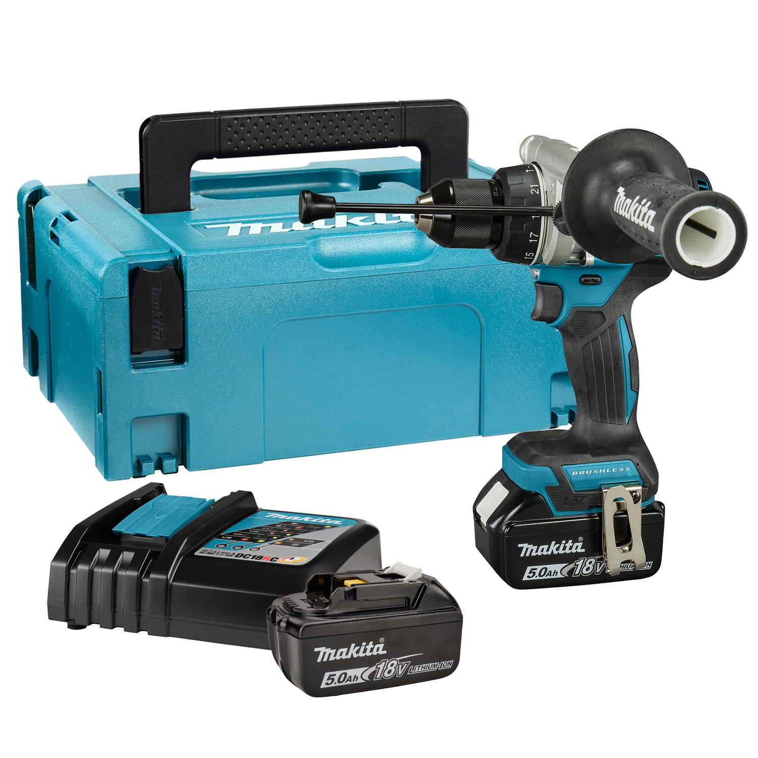 Makita DHP492RTJ 18V Li-ion Accu Klopboor-/schroefmachine Set (2x 5.0Ah) In Mbox- 130Nm - Koolborstelloos