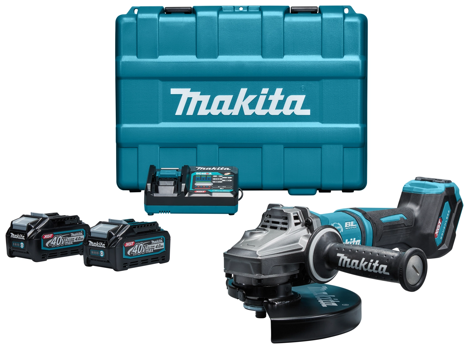 Makita GA038GM203 XGT 40V Max Li-Ion Accu Haakse Slijper Set (2x 4,0Ah) In Koffer - 230mm - Koolborstelloos