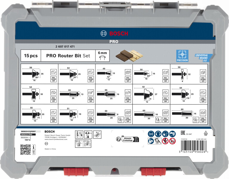 Bosch 2607017471 15-delige Frezenset In Cassette - 6mm - Detailed view of the product